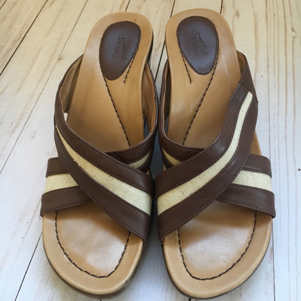 Dansko Neeci Criss Cross Leather Wedges